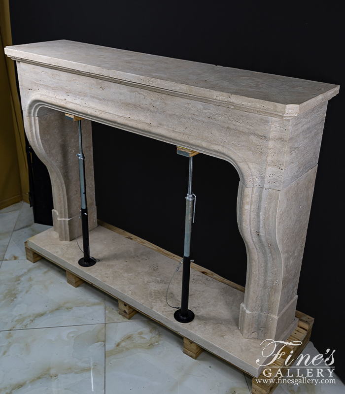 Marble Fireplaces  - Exquisite Oversized Italian Roman Travertine Mantelpiece - MFP-2645